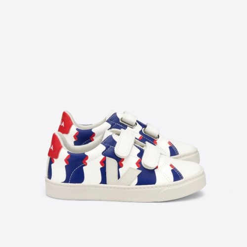 Veja Esplar Velcro Chromefree Kids Trainers White/Blue UK 67485